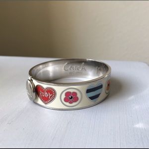 MULTICOLOR SILVER COACH POPPY BANGLE BRACELET EUC